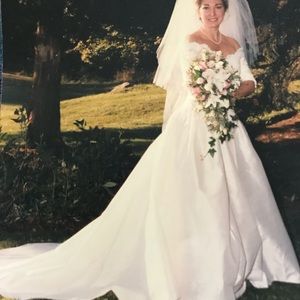 Priscilla of Boston wedding dress and veil